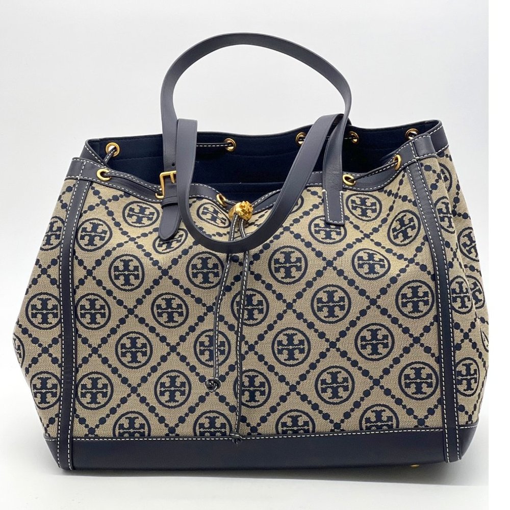 Tory Burch T Monogram Jacquard Tote Bag Tory Navy